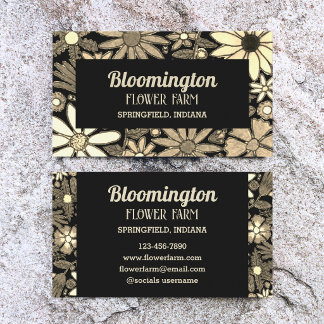 Tan & Black Botanical Illustration Florist Business Card