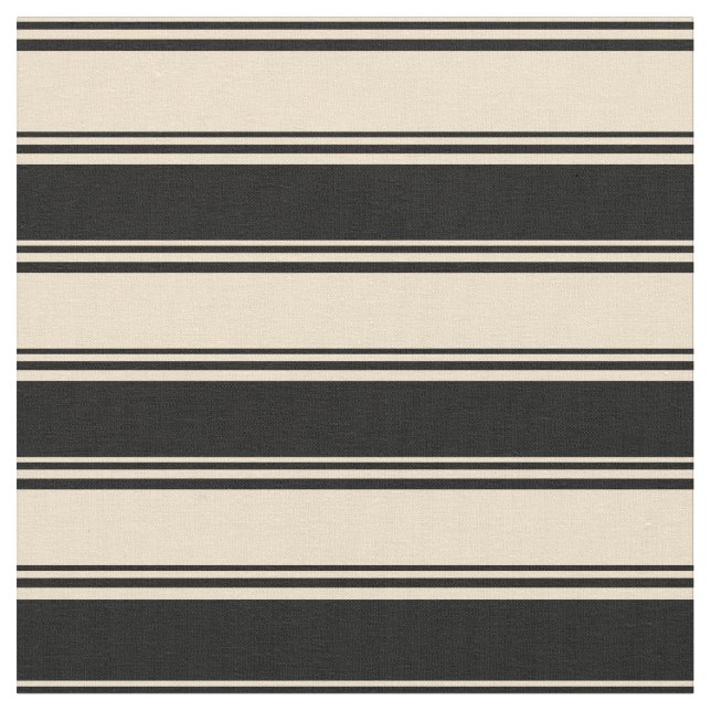 Tan & Black Coloured Striped Pattern Fabric (Close Up)