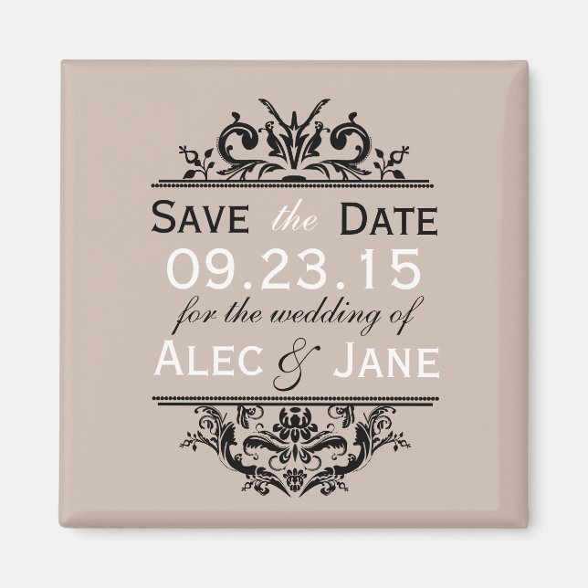 Tan & Black Crest Save the Date Magnet (Front)