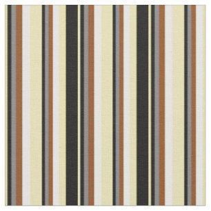 Tan, Black, Grey, Brown & White Striped Pattern Fabric