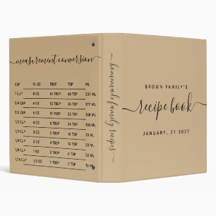 Tan Black Kitchen Measurement Cook Recipe Binder