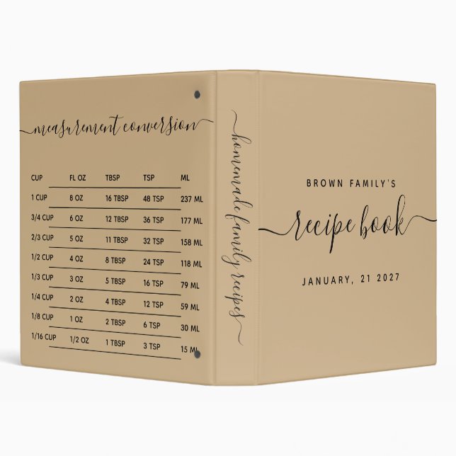 Tan Black Kitchen Measurement Cook Recipe Binder (Background)