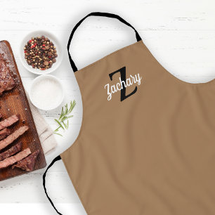 Tan Black Monogram Personalized Apron