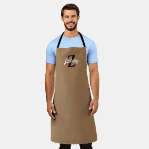 Tan Black Monogram Personalized Apron