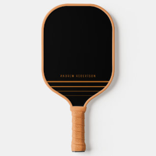 Tan & Black Simple Minimal Personalized Name Pickleball Paddle