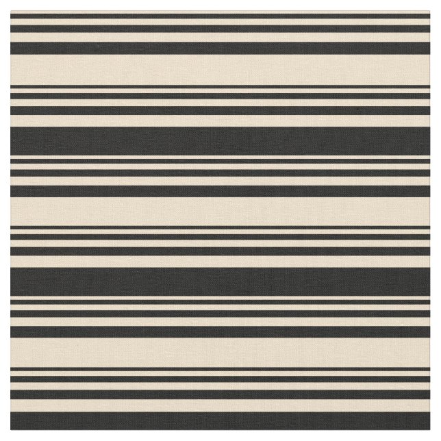 Tan & Black Stripes/Lines Pattern Fabric (Close Up)