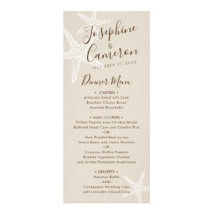 Tan blanc Starfish Beach Destination Menu Mariage