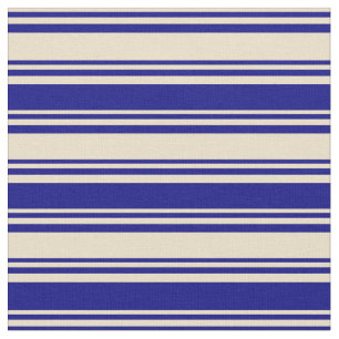 Tan & Blue Coloured Striped/Lined Pattern Fabric