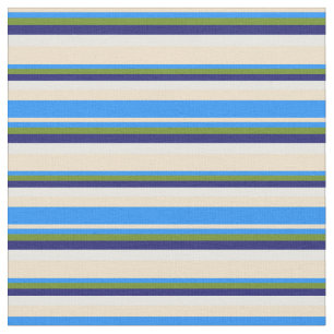 Tan, Blue, Green, Midnight Blue, and White Colored Fabric
