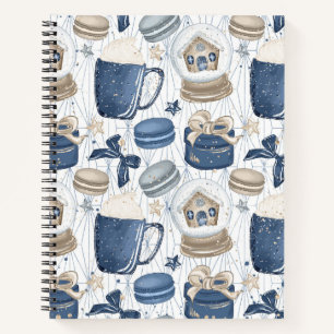 TAN & BLUE MUGS MACARONS SNOWGLOBES NOTEBOOK