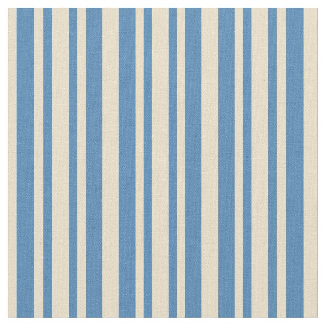 Tan & Blue Striped Pattern Fabric (Close Up)