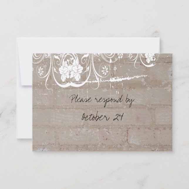 Tan Brick Lace rsvp avec enveloppes (Devant)