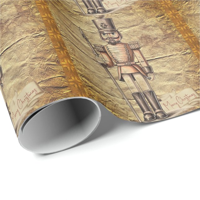  Tan Bronze Art Rustic Nutcracker Wrapping Paper (Roll Corner)