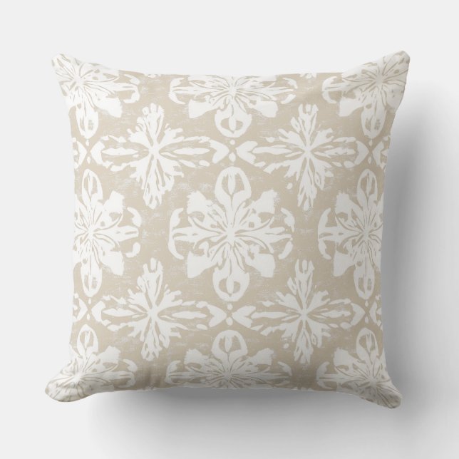 Tan Brown and White Decorative Throw Pillow (Front)