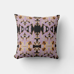 Tan Brown Beige Black Lilac Mediterranean Mosaic Throw Pillow