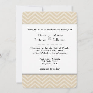 Tan Brown Beige Chevron Wedding Invitations