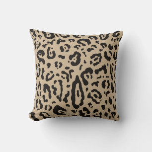Tan Brown & Black Cheetah Leopard Animal Print Throw Pillow