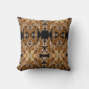 Tan Brown Black Rust Mediterranean Mosaic Tiles Throw Pillow