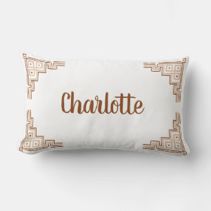 Tan Brown Chinoiserie Name Lumbar Pillow