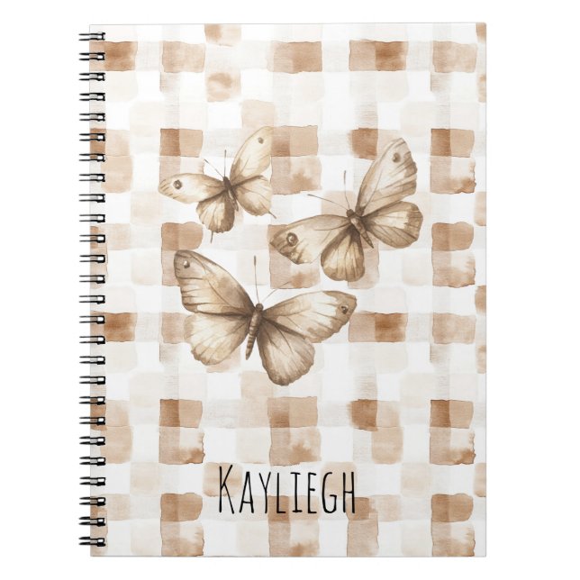 Tan Brown Cream Butterflies Notebook (Front)