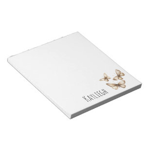 Tan Brown Cream Butterflies Notepad