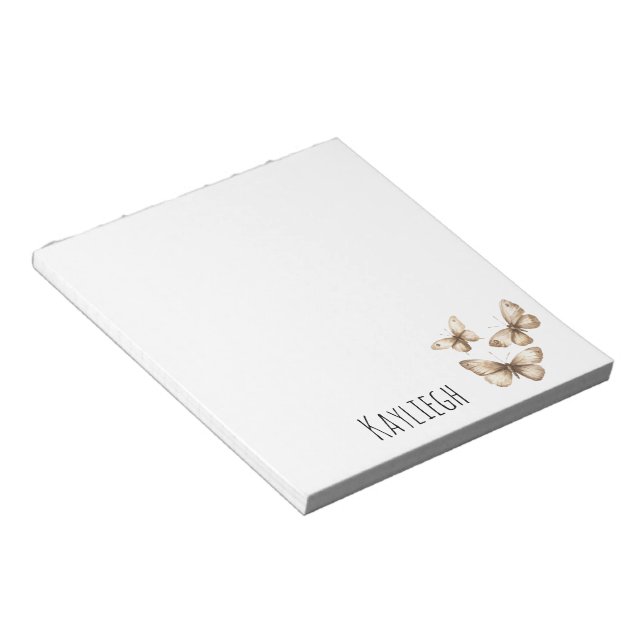 Tan Brown Cream Butterflies Notepad (Angled)
