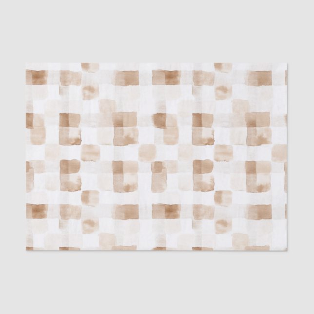 Tan Brown Cream Stripes Tissue Paper (Front)