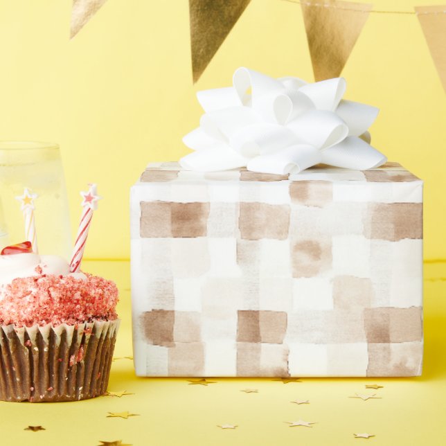 Tan Brown Cream Stripes Wrapping Paper (Birthday Party)