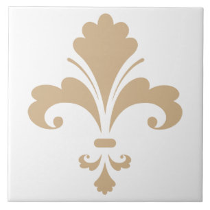 Tan Brown Fleur de lis Tile