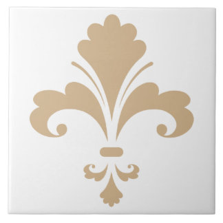 Tan Brown Fleur de lis Tile