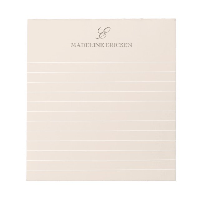 Tan & Brown Monogram Lined Notepad (Front)