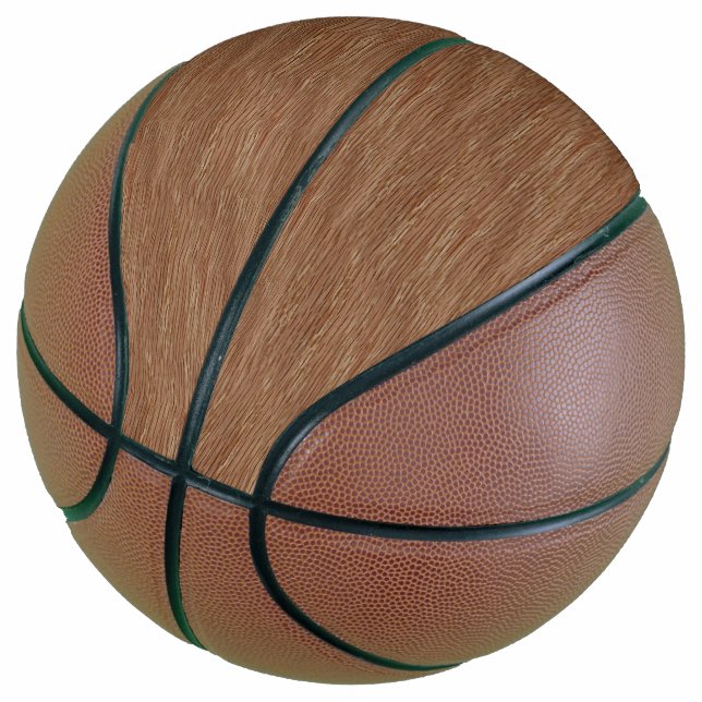 Tan Brown Natural Oak Wood Grain Look Basketball (Angled)