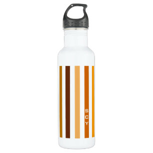 Tan Brown Orange Vertical Stripes Monogram 710 Ml Water Bottle