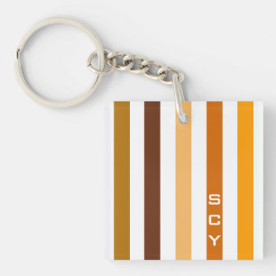 Tan Brown Orange Vertical Stripes Monogramme