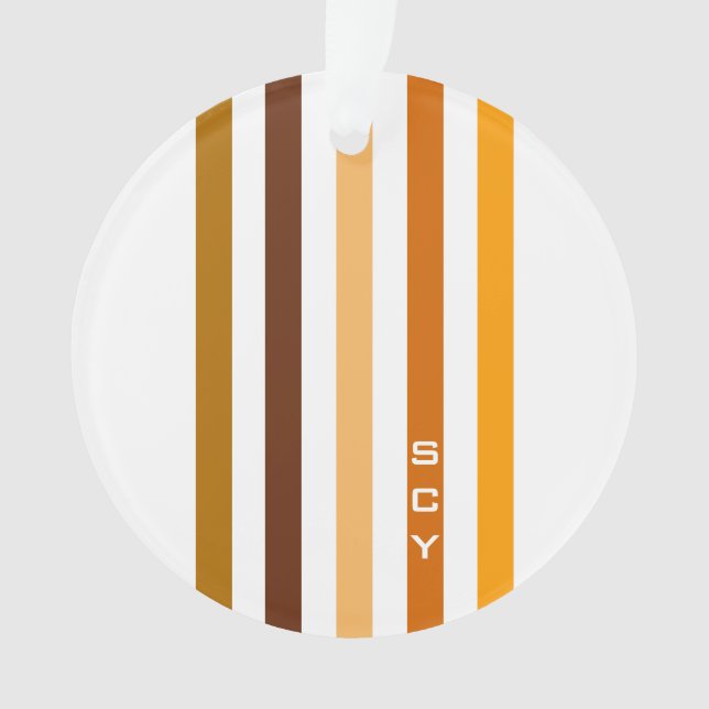 Tan Brown Orange Vertical Stripes Monogramme (devant)