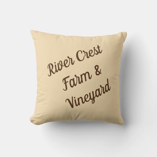 Tan & Brown Personalized Farm / Ranch Throw Pillow (Front)
