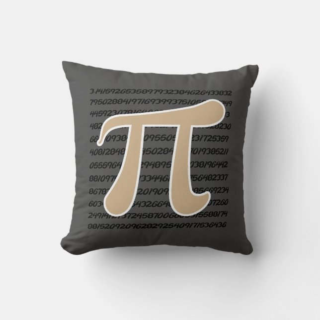 Tan Brown Pi symbol Throw Pillow (Front)
