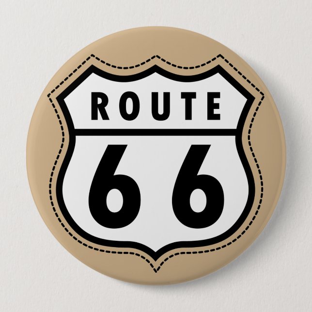Tan Brown Route 66 road sign 4 Inch Round Button (Front)