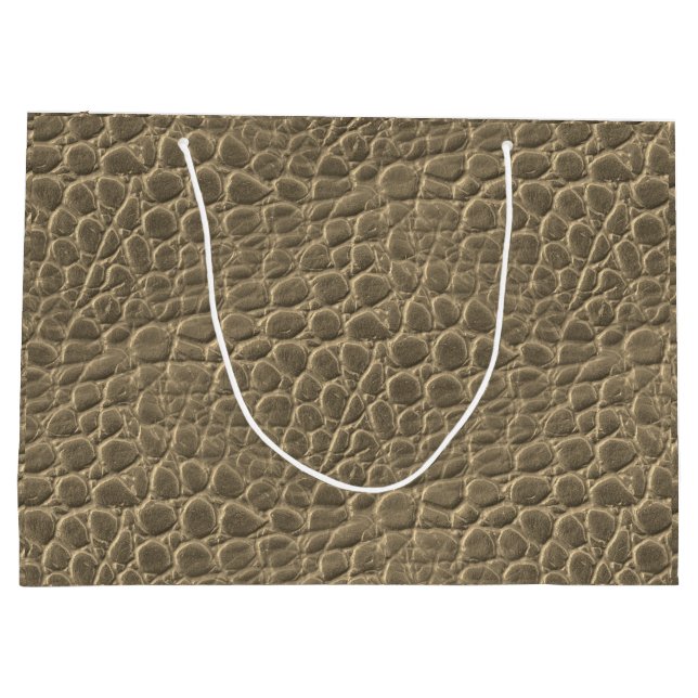 Tan Brown Snake Skin Dragon/Dinosaur Animal Print Large Gift Bag (Back)