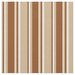 Tan, Brown & White Colored Striped/Lined Pattern Fabric