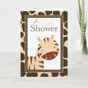 Tan + brown zebra boys baby shower invitation