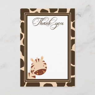 Tan + brun zèbre garçons merci carte plate