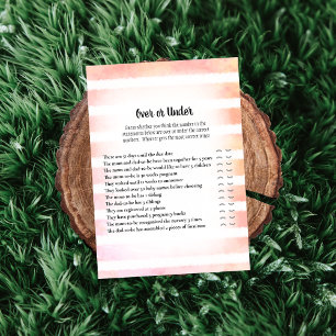 Tan Bunny Coral Over Under Baby Shower Game Invitation