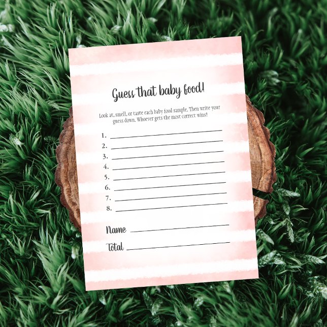 Tan Bunny Pink Guess That Baby Food Game Invitation (Creator Uploaded)