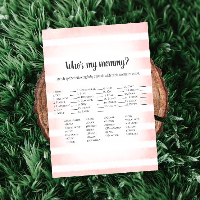 Tan Bunny Pink Who's My Mommy Baby Shower Game Invitation (Creator Uploaded)