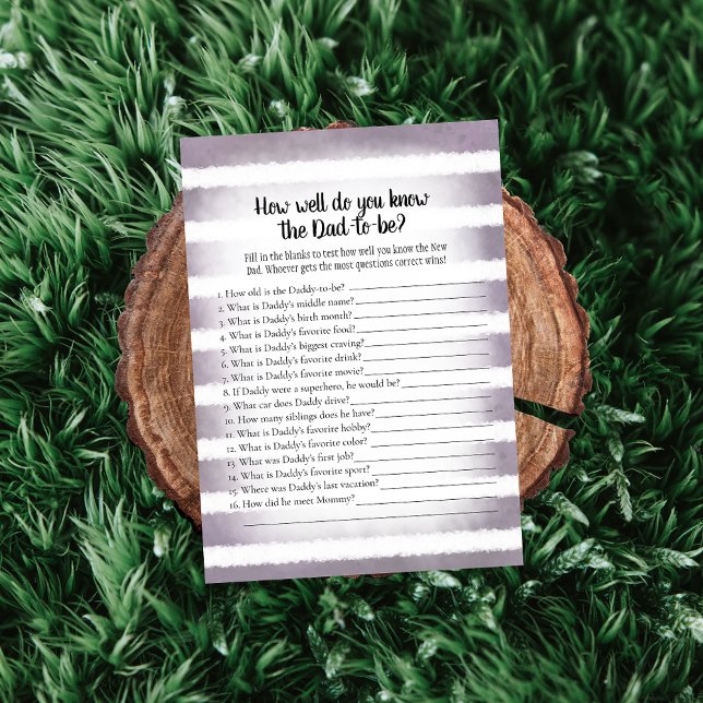 Tan Bunny Purple Who Knows Dad Best Shower Game Invitation (Creator Uploaded)