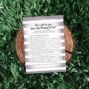 Tan Bunny Purple Who Knows Mom Best Shower Game Invitation