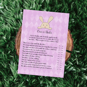 Tan Bunny Rabbit Purple Over Under Shower Game Invitation