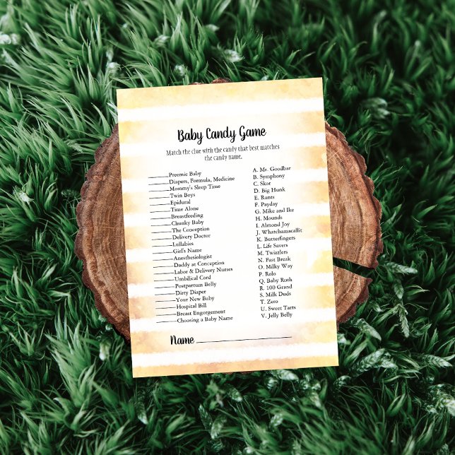 Tan Bunny Yellow Baby Candy Baby Shower Game Invitation (Creator Uploaded)