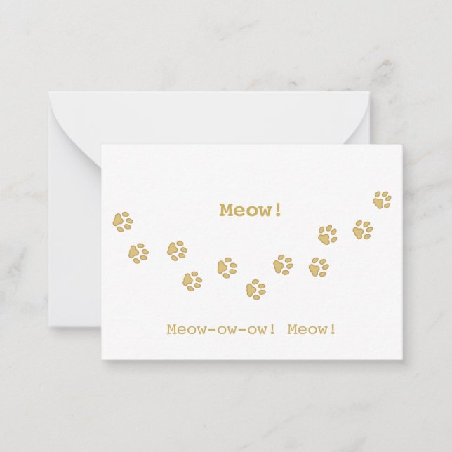Tan Cat Paw Print Tracks Fun Customizable Card (Front)
